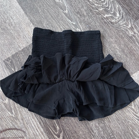 Zara Black Ruffled Mini Skirt Smocked WMNS SMALL - Picture 5 of 5